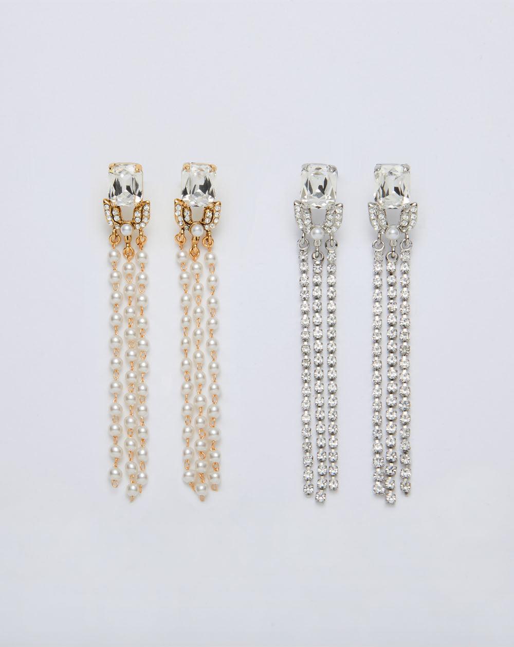 Crystal Glow Slender Earrings Silver