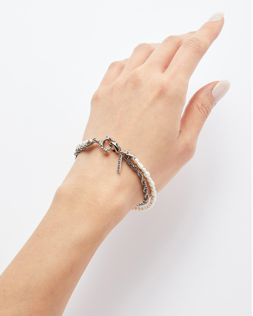 Rose Hook Pearl Bracelet Silver