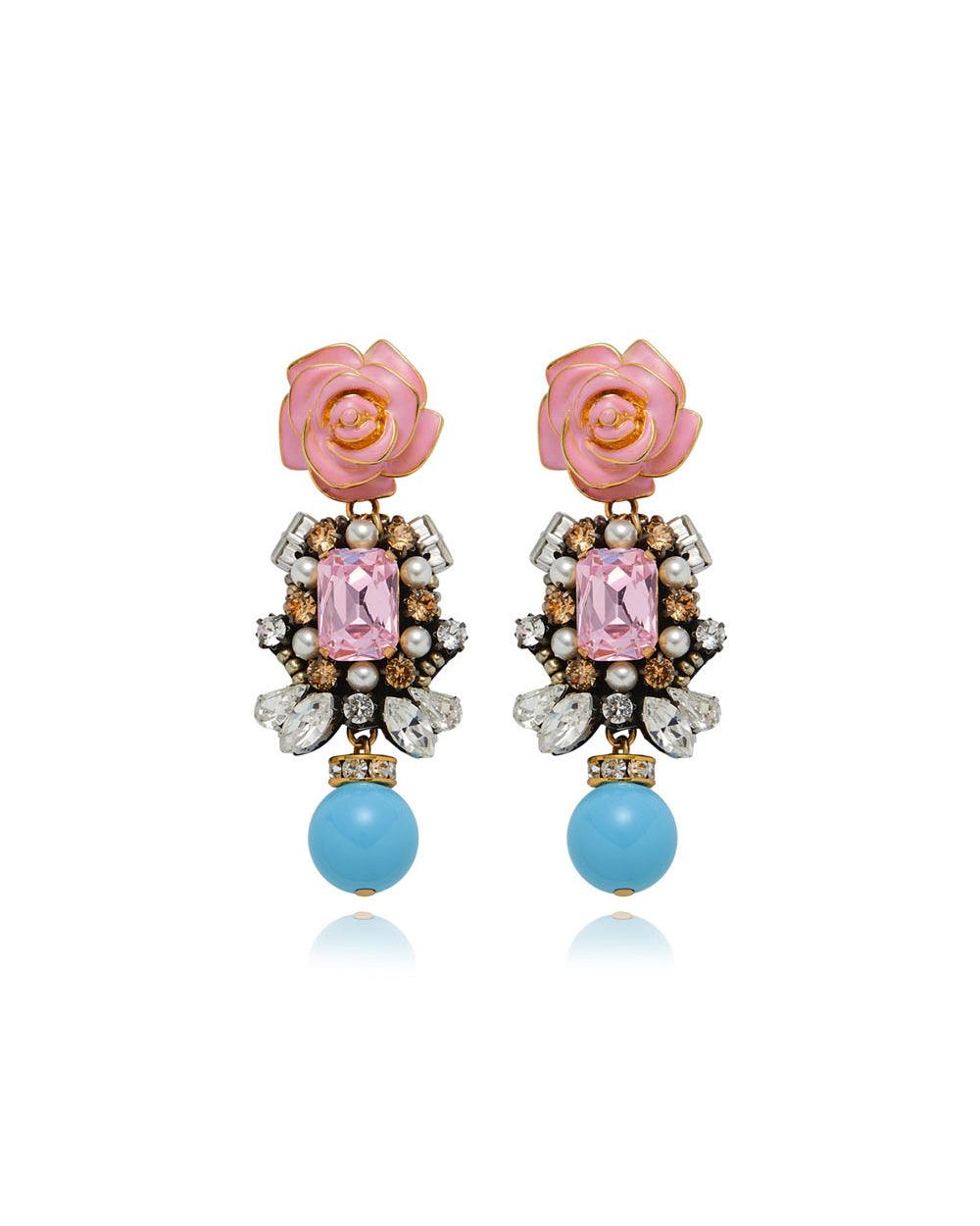 Rose Earrings Pink