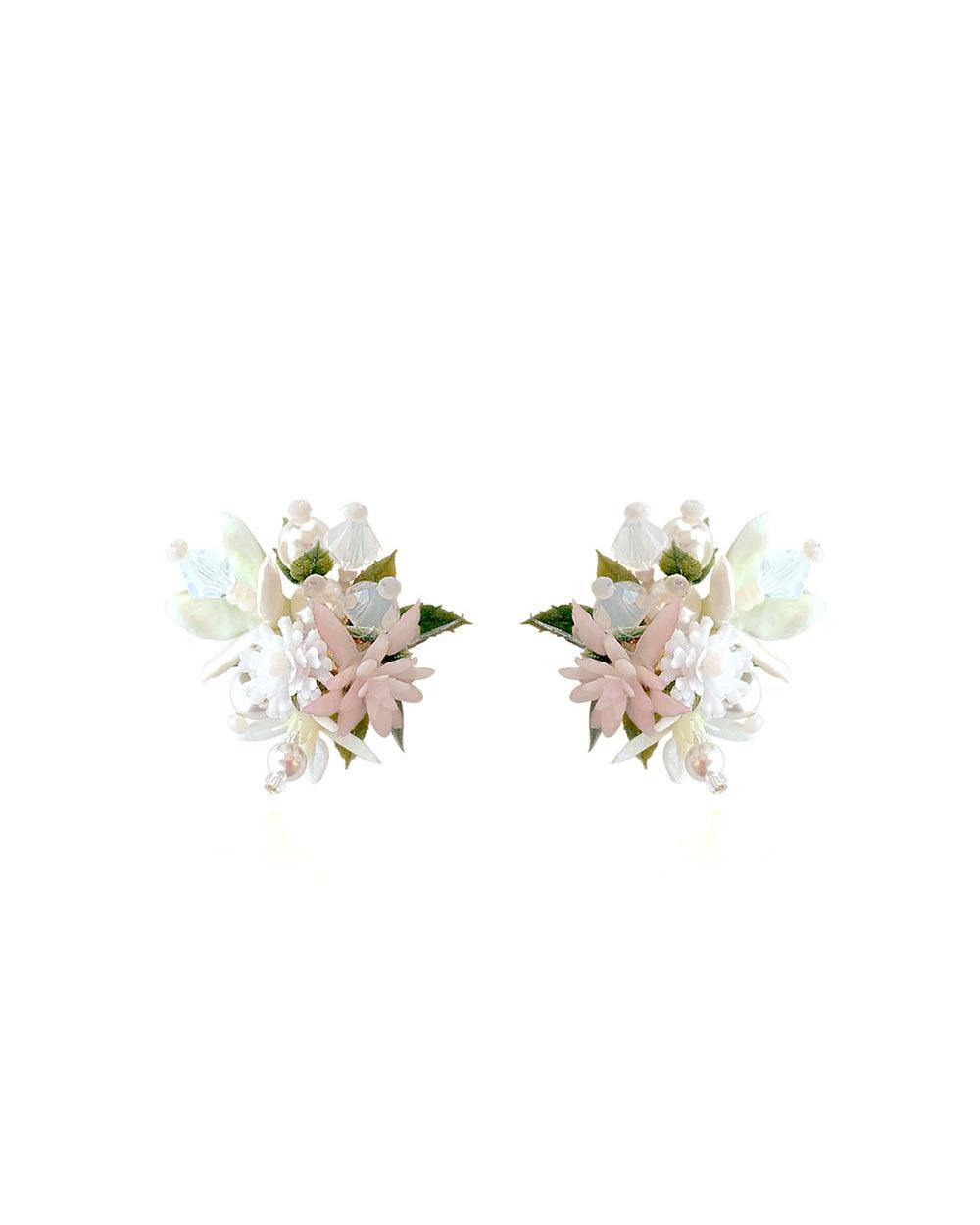 Flower Blast Stud Earrings White