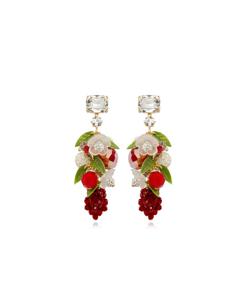 Picnic Bloom Drop Earrings Red