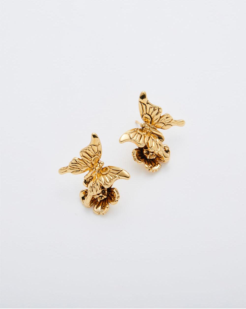 Butterfly & Flower Stud Earrings
