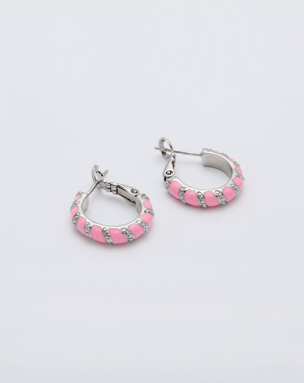 Twist Hoop Earrings Pink