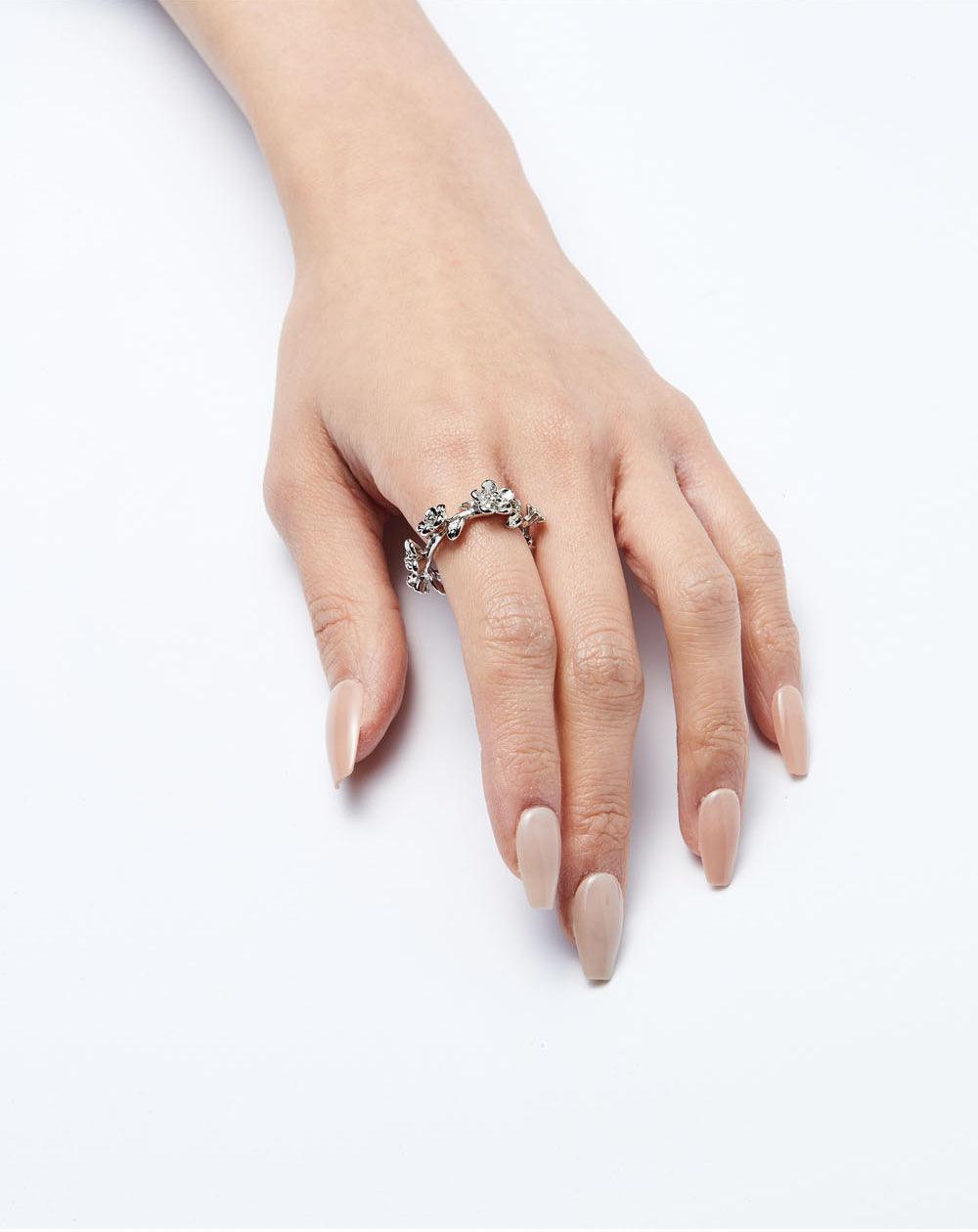 Wild Rose Wreath Ring Silver