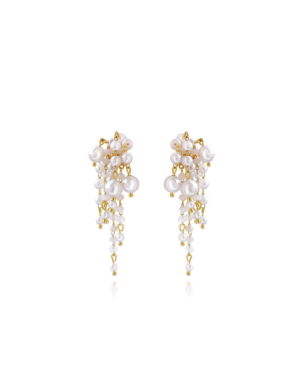 Crystal Glow Pearly Short Earrings