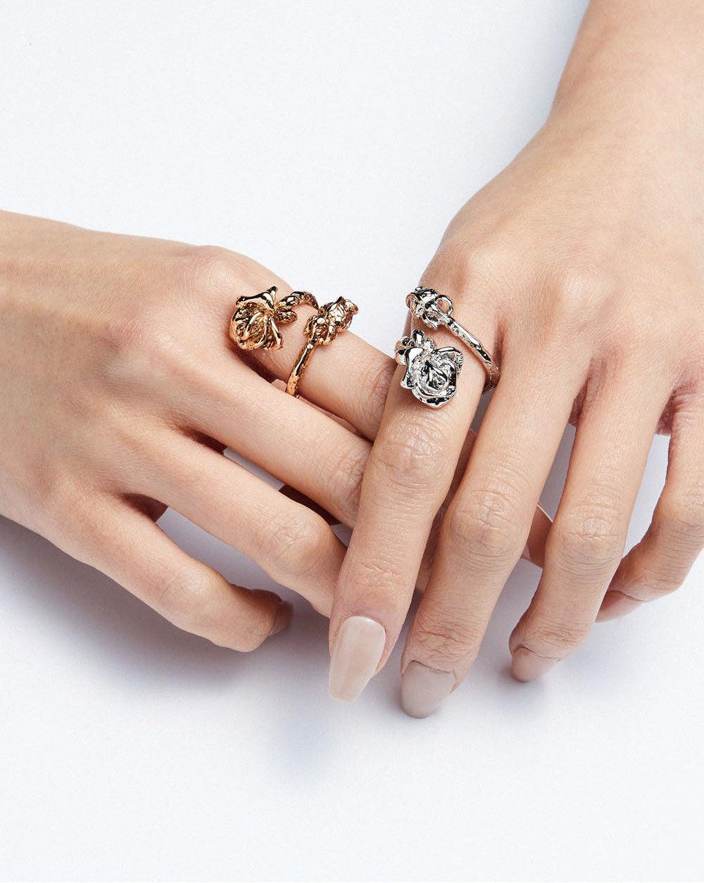 Wild Rose Twisted Ring Silver