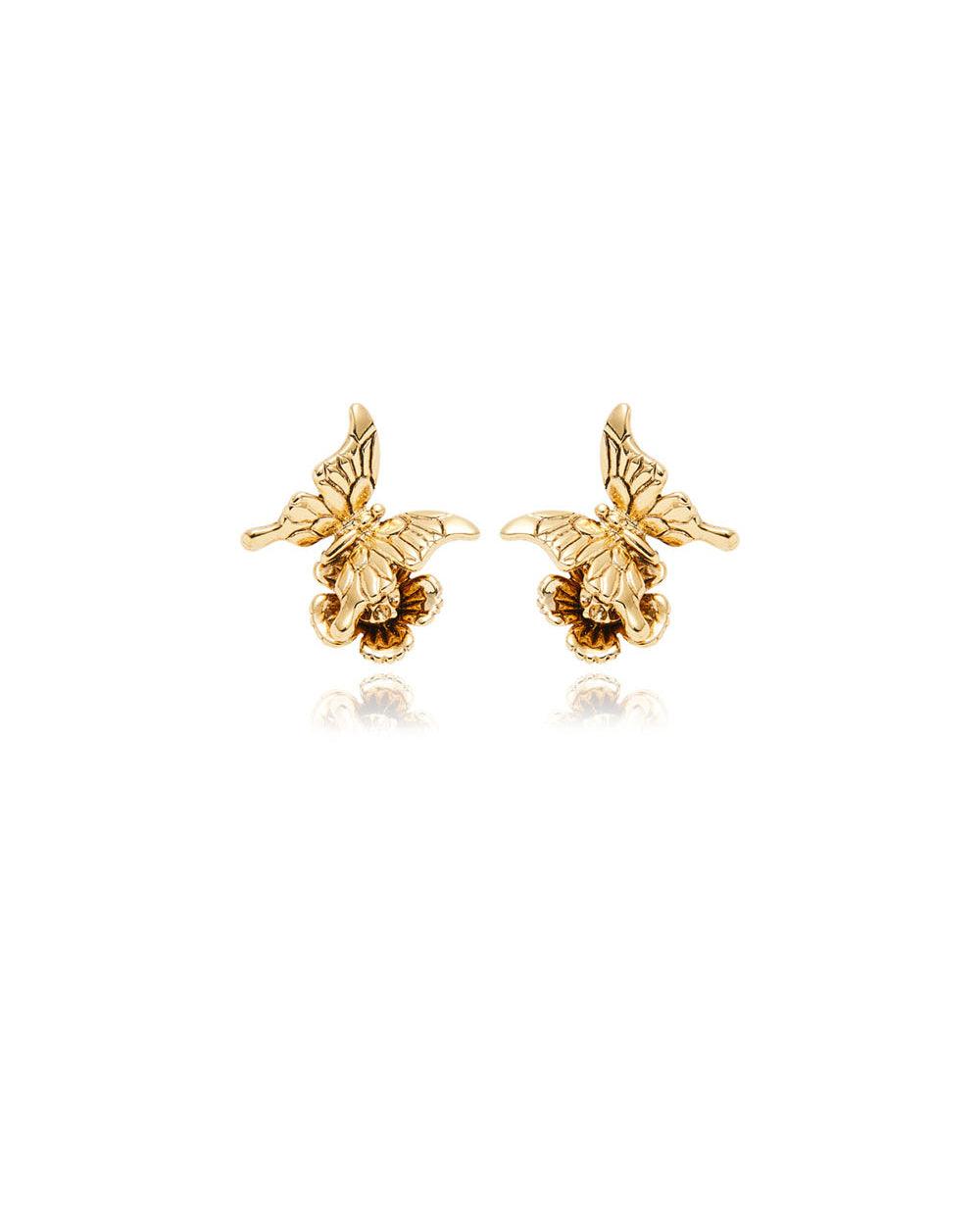 Butterfly & Flower Stud Earrings