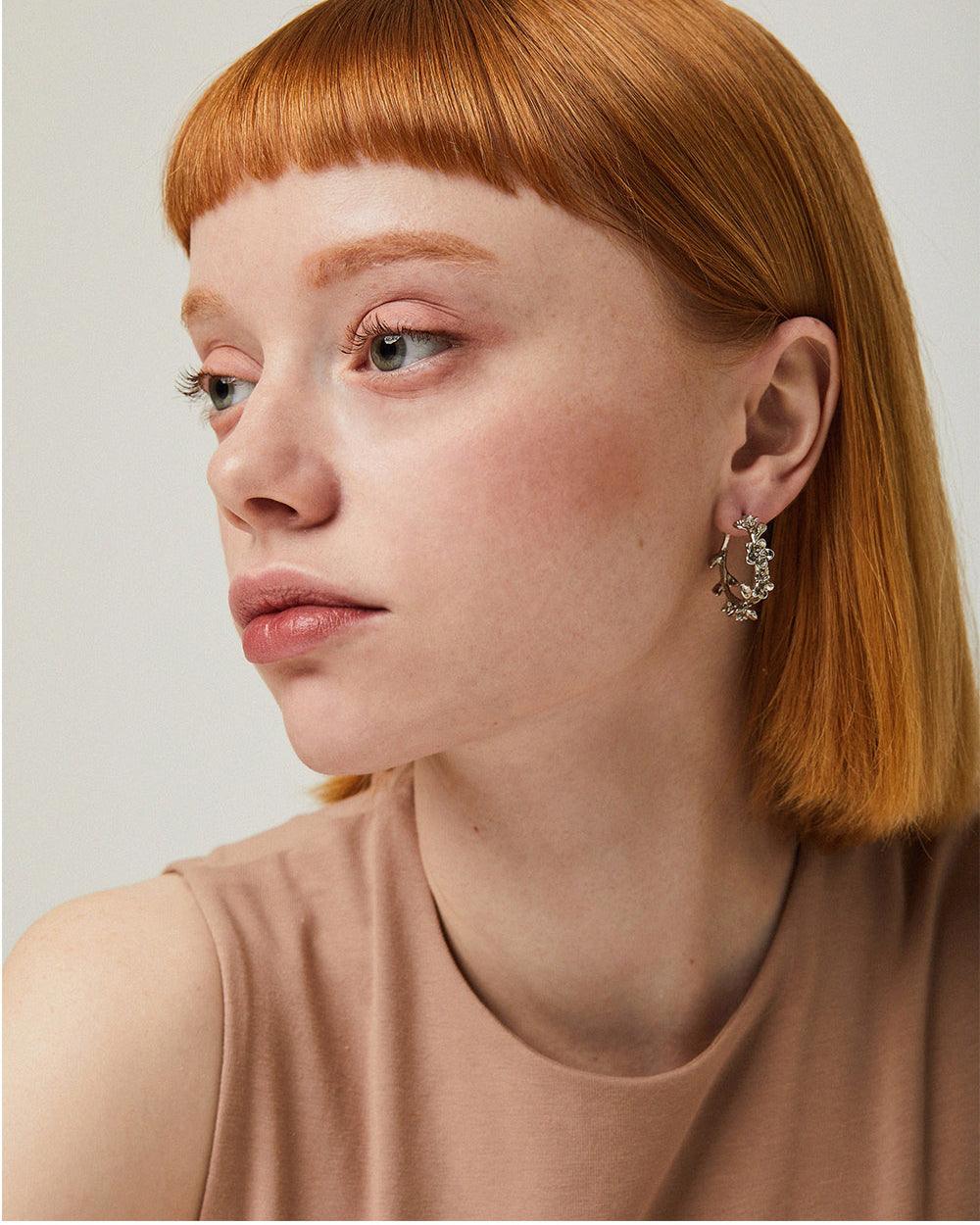 Garden Hoop Earrings Silver - 2 Sizes
