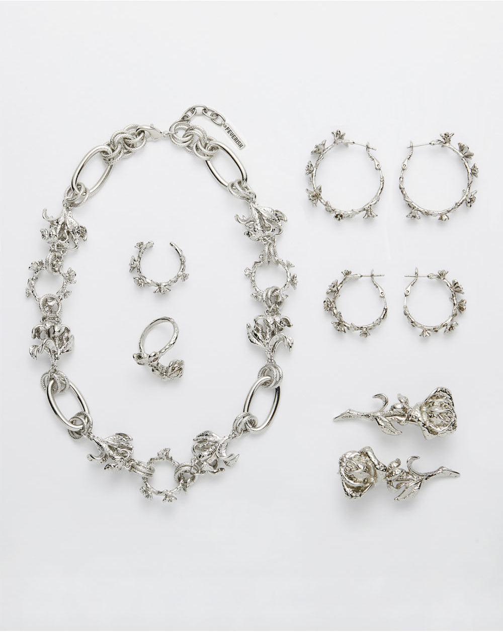 Wild Rose Twisted Ring Silver