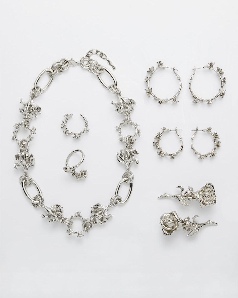 Wild Rose Wreath Ring Silver