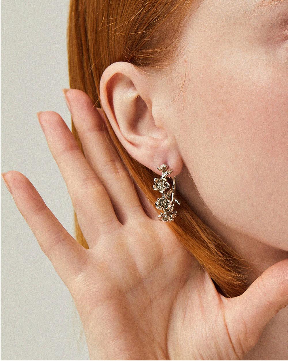 Garden Hoop Earrings Silver - 2 Sizes