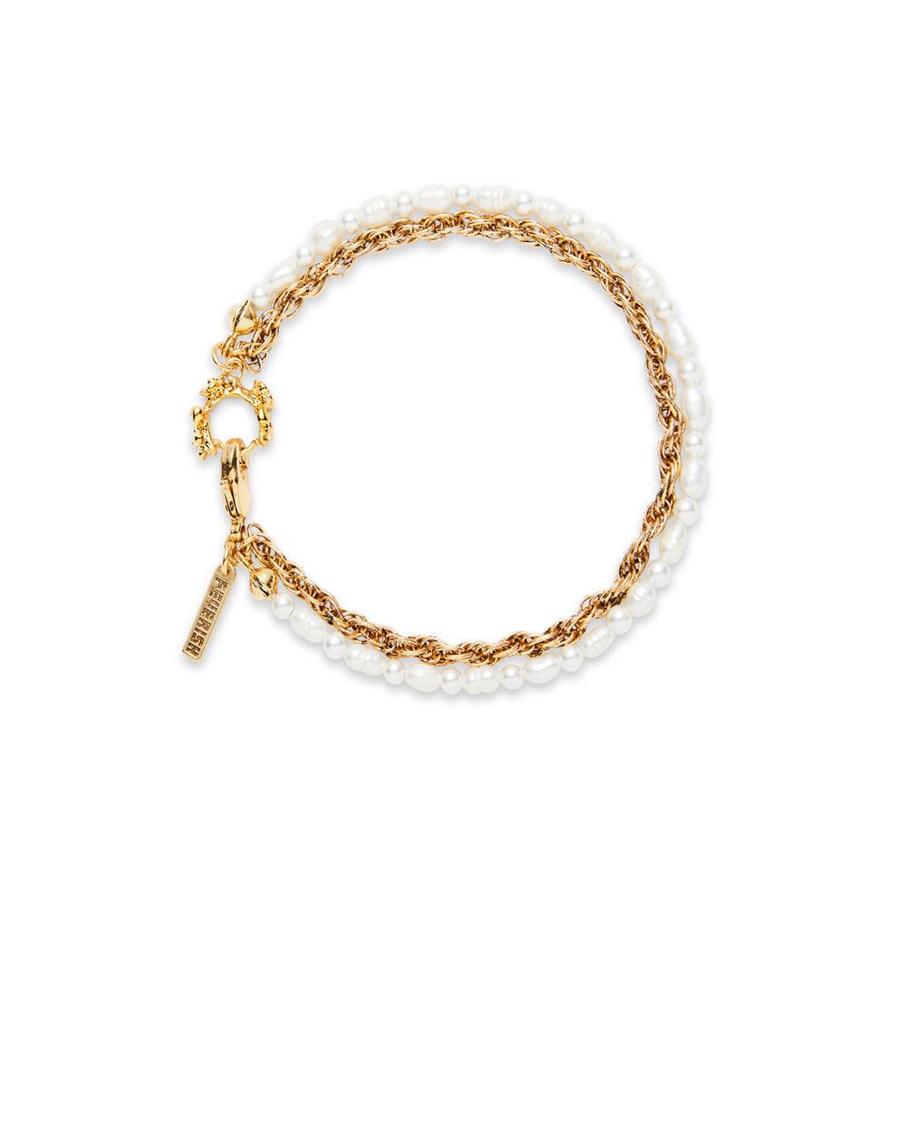 Rose Hook Pearl Bracelet Gold