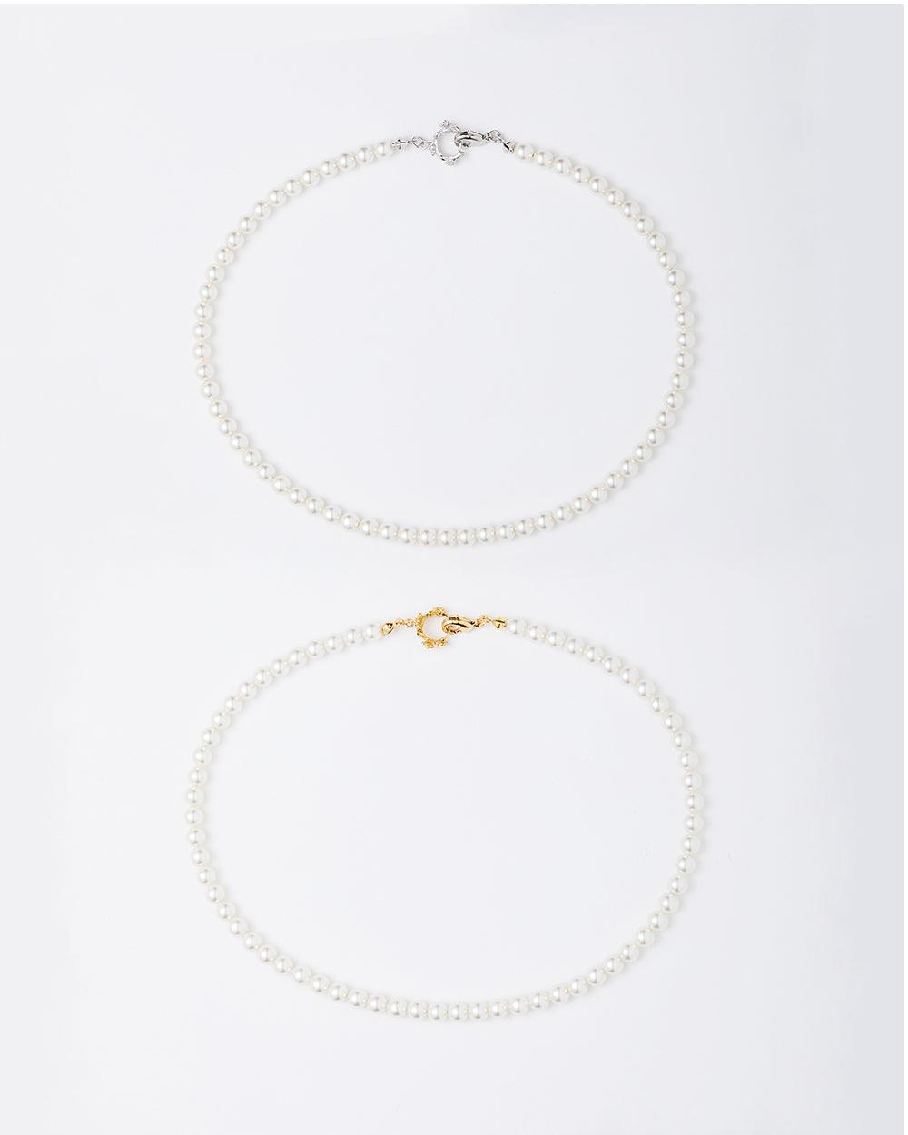 Rose Hook Pearl Necklace Gold