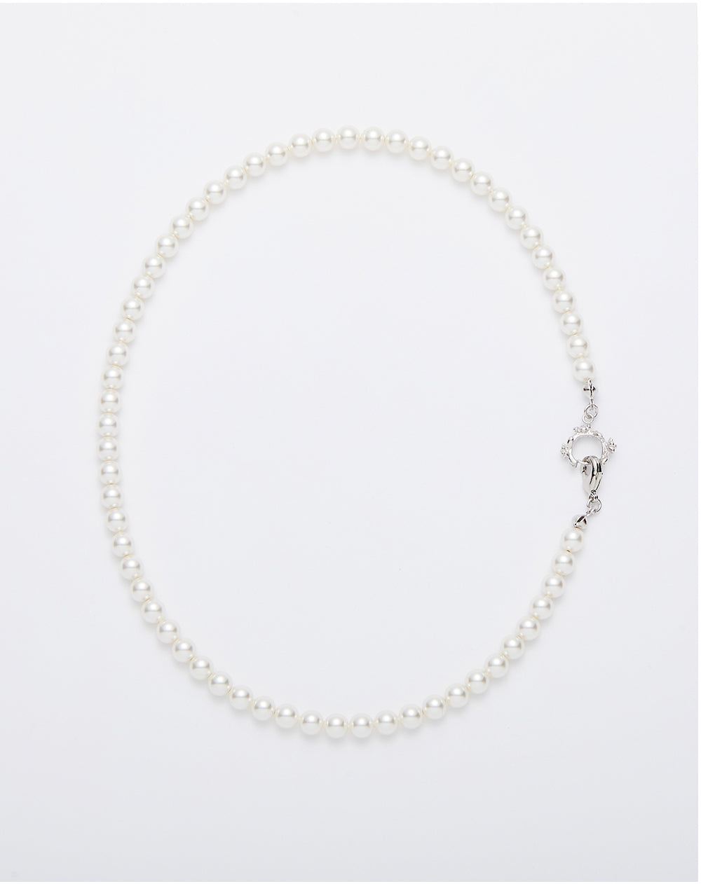 Rose Hook Pearl Necklace Silver