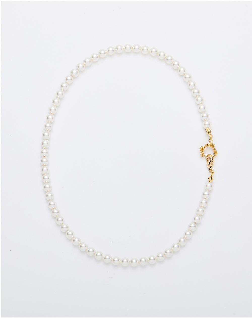 Rose Hook Pearl Necklace Gold