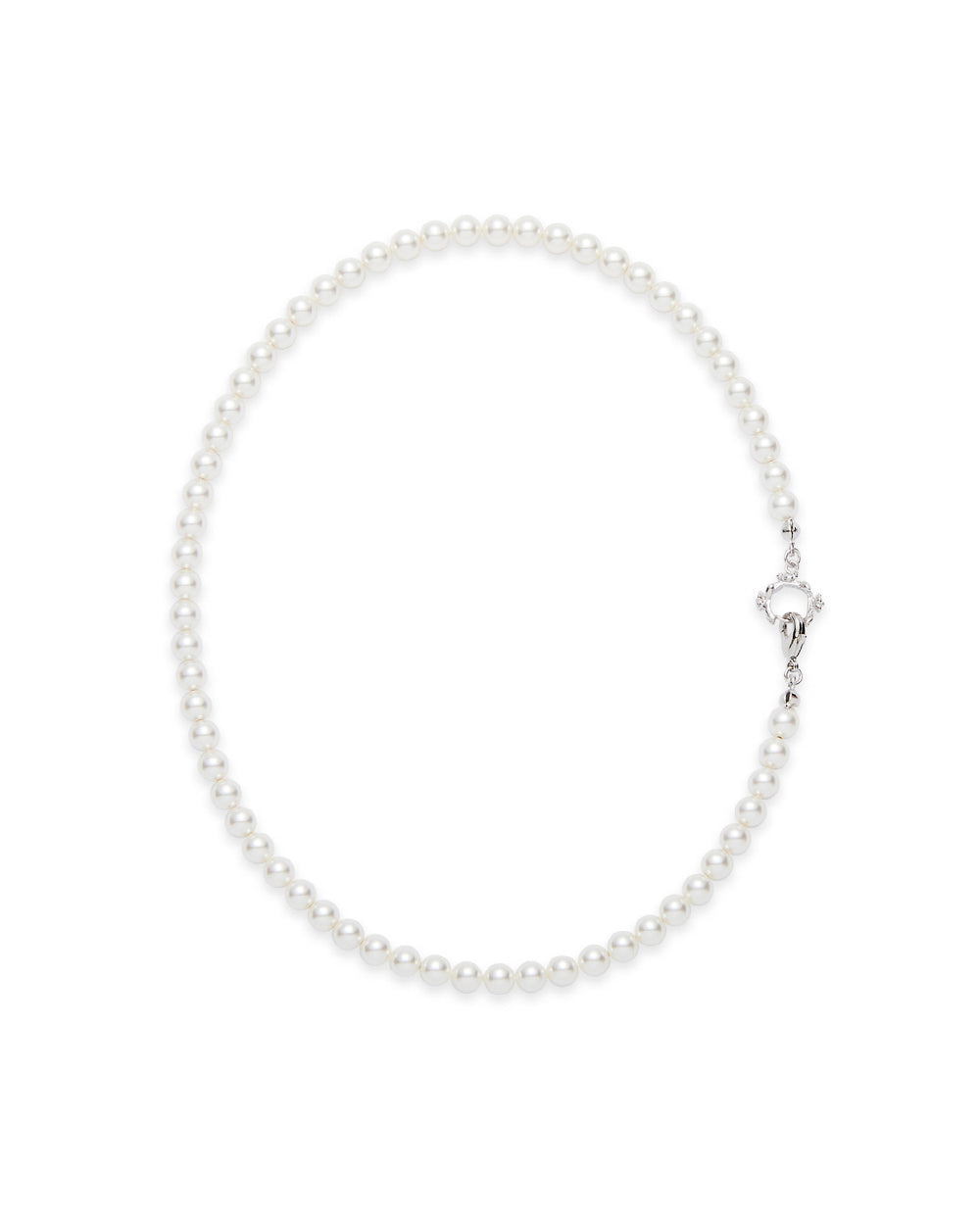 Rose Hook Pearl Necklace Silver