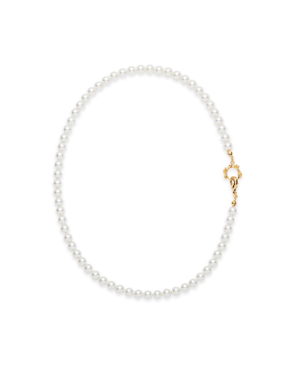Rose Hook Pearl Necklace Gold