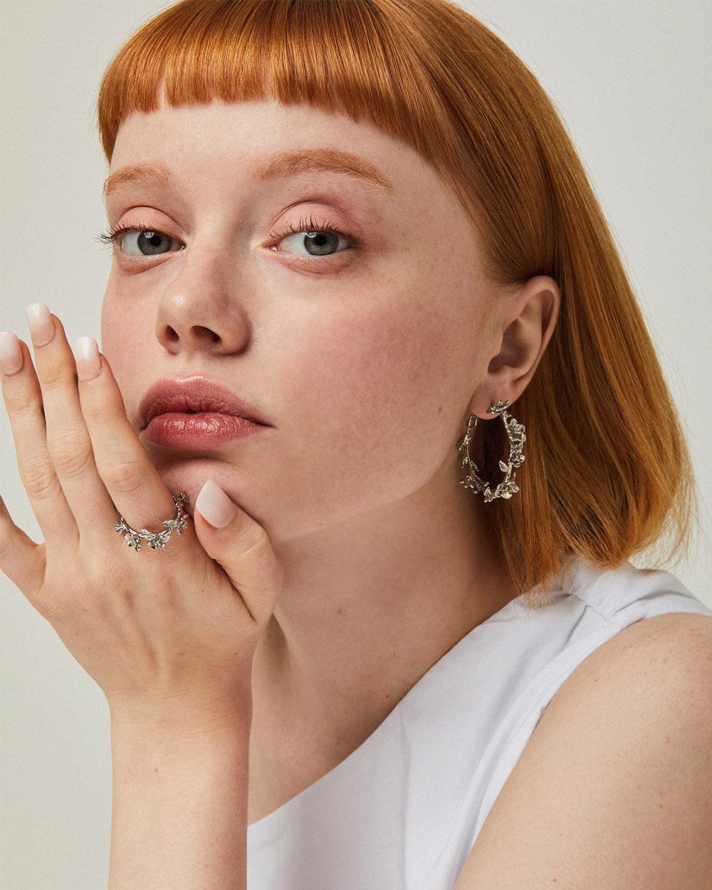 Garden Hoop Earrings Silver - 2 Sizes