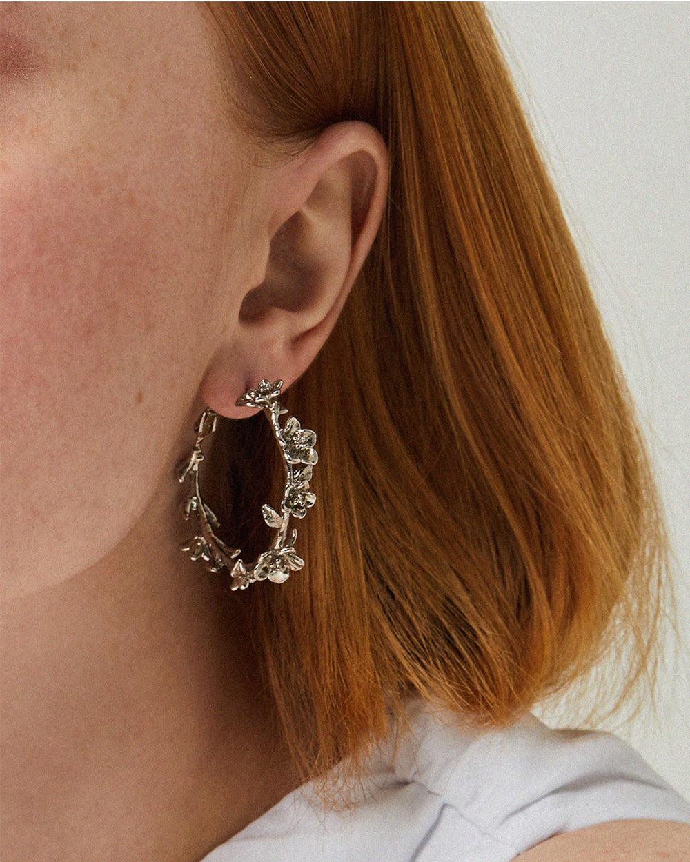 Garden Hoop Earrings Silver - 2 Sizes