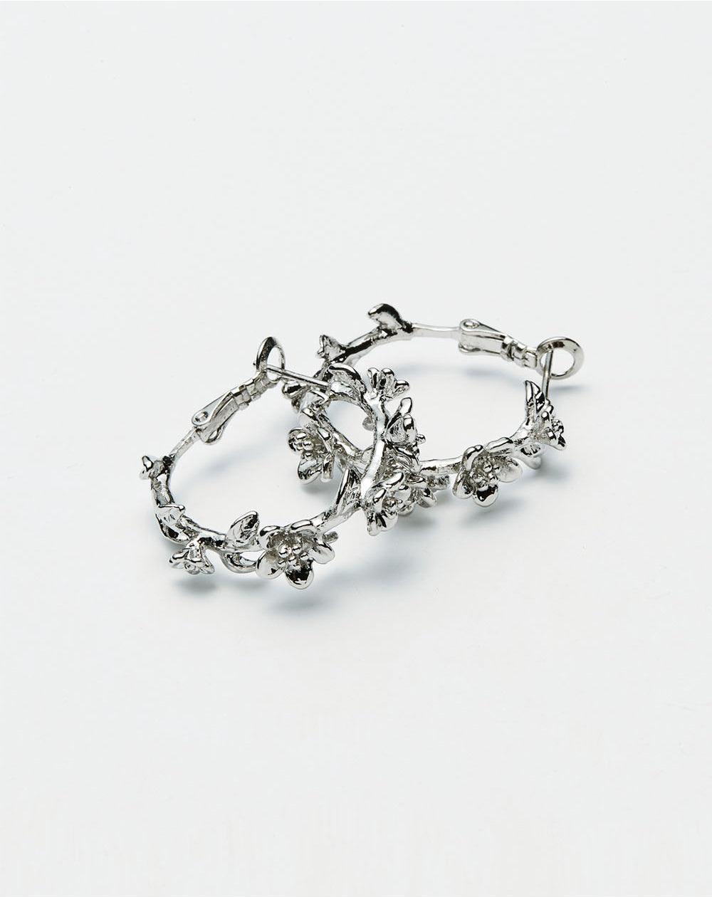 Garden Hoop Earrings Silver - 2 Sizes