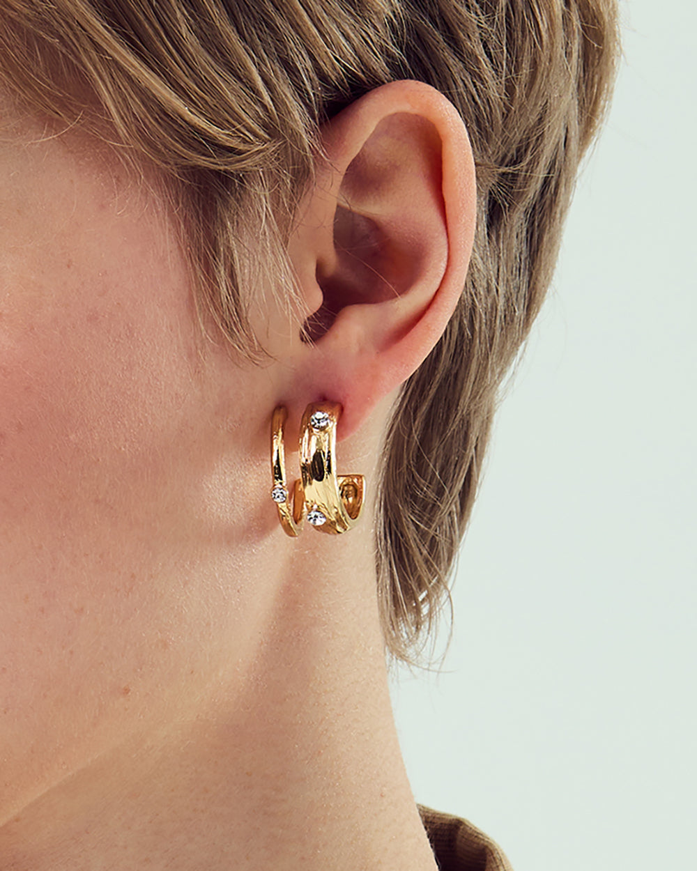 Dual Arc Gold Earrings - 2 Sizes