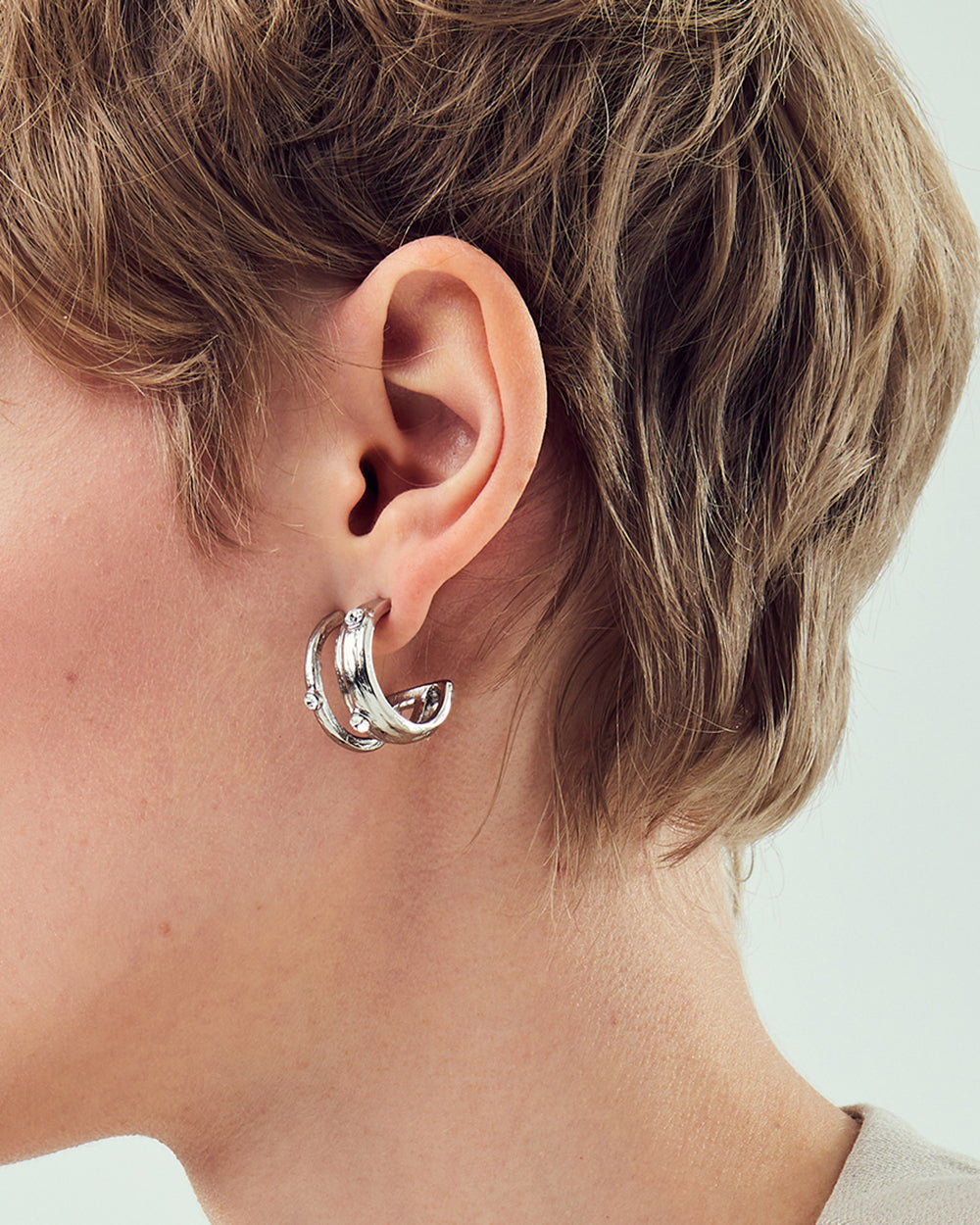 Dual Arc Silver Earrings - 2 Sizes