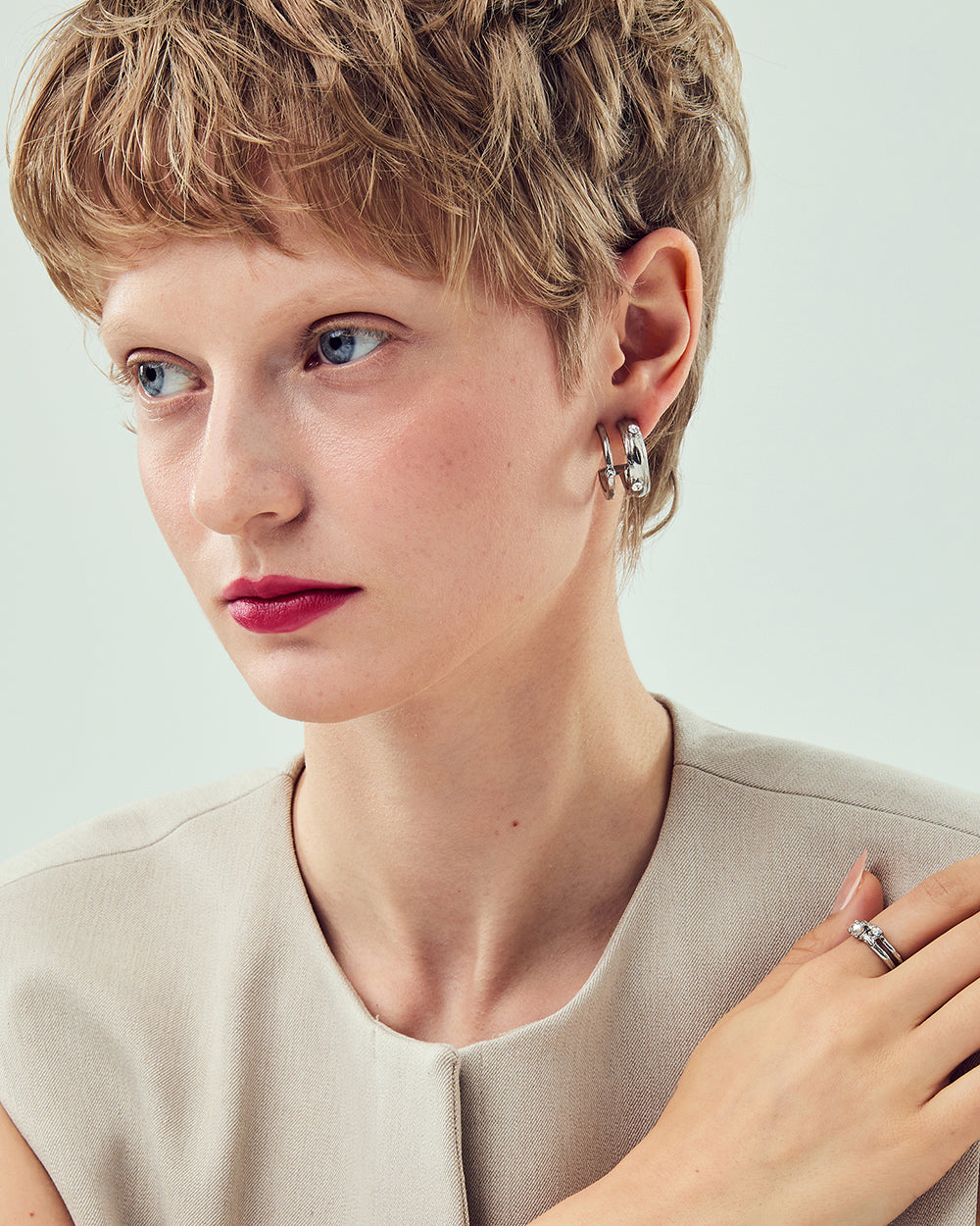 Dual Arc Silver Earrings - 2 Sizes