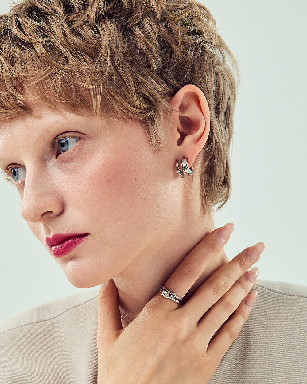 Dual Arc Silver Earrings - 2 Sizes