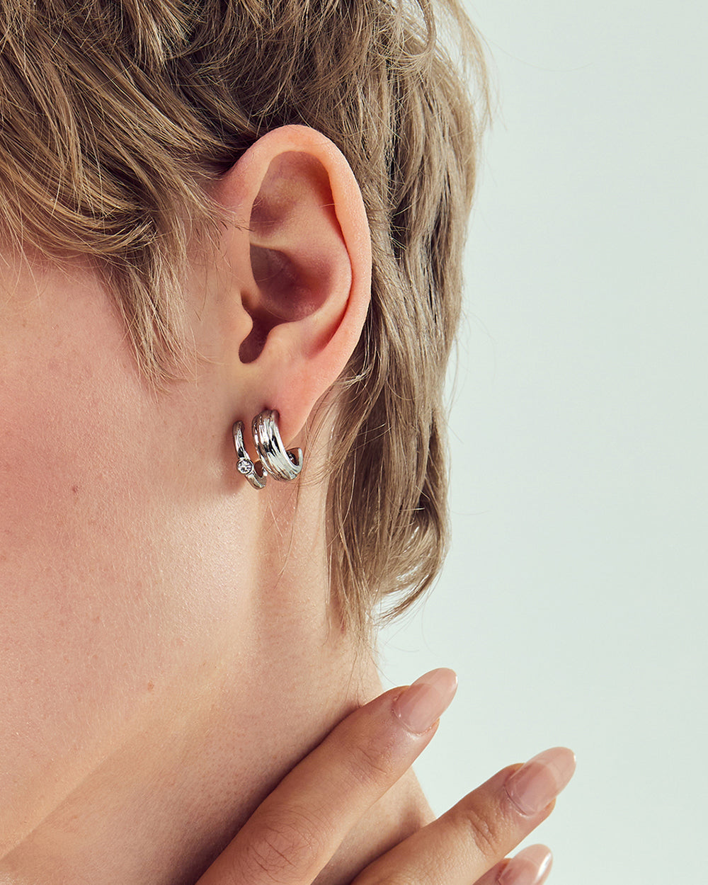 Dual Arc Silver Earrings - 2 Sizes
