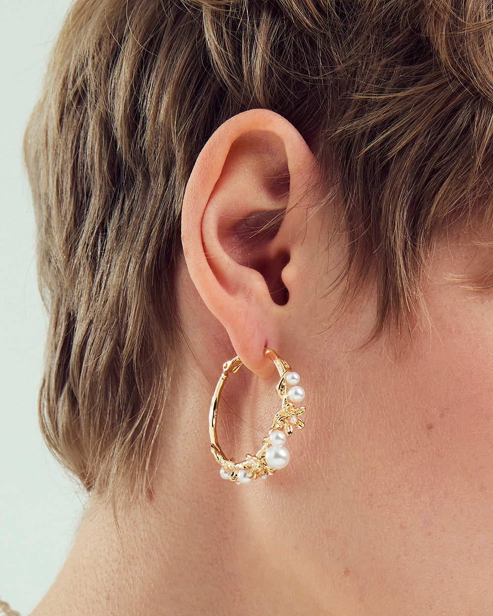 Pearlblush Hoop Gold Earrings - 2 Sizes
