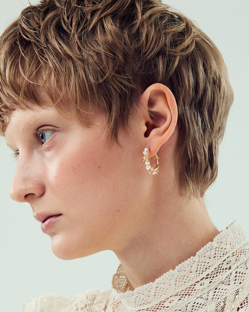 Pearlblush Hoop Gold Earrings - 2 Sizes