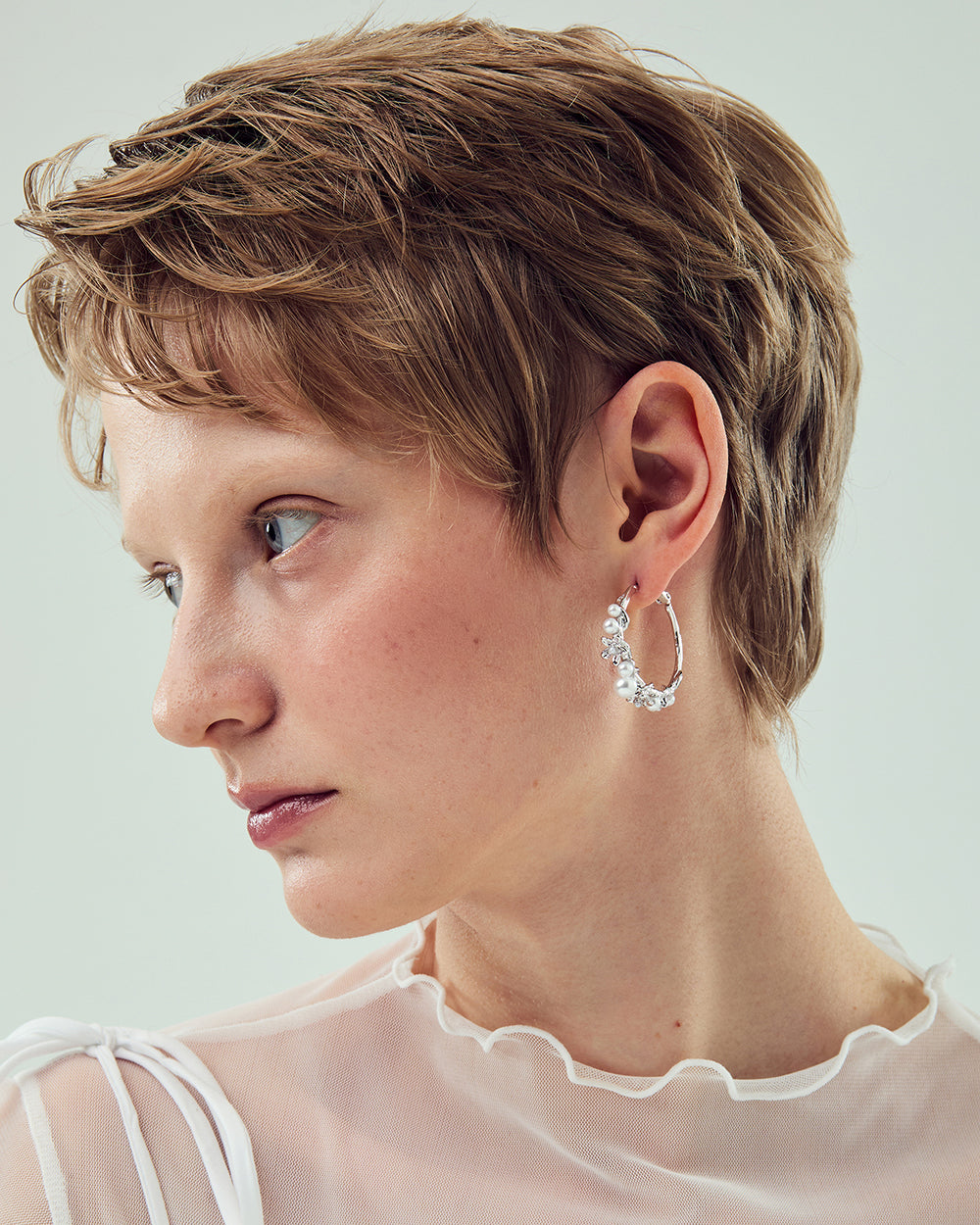 Pearlblush Hoop Silver Earrings - 2 Sizes