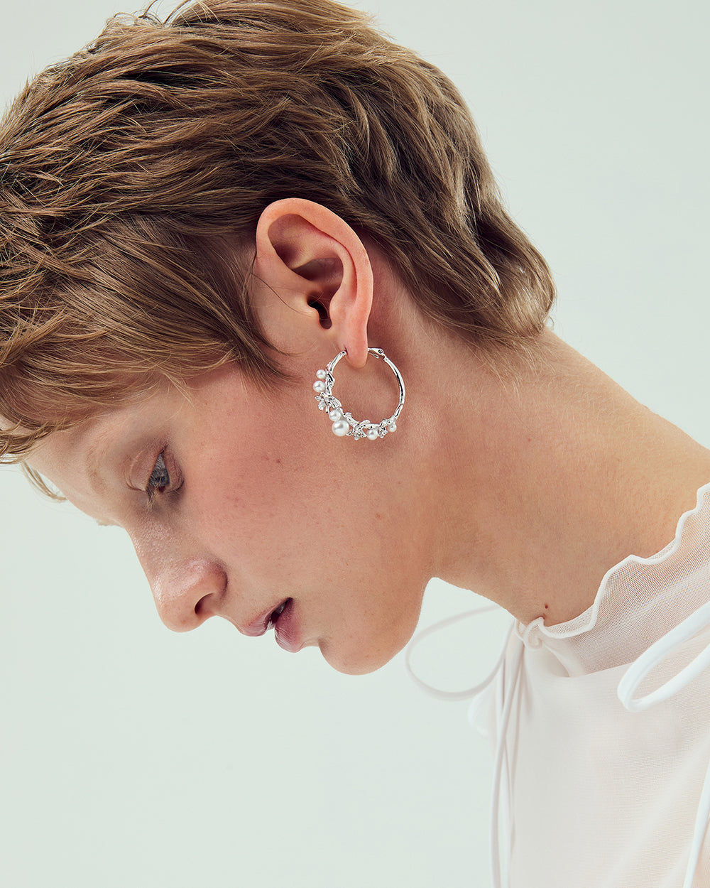 Pearlblush Hoop Silver Earrings - 2 Sizes