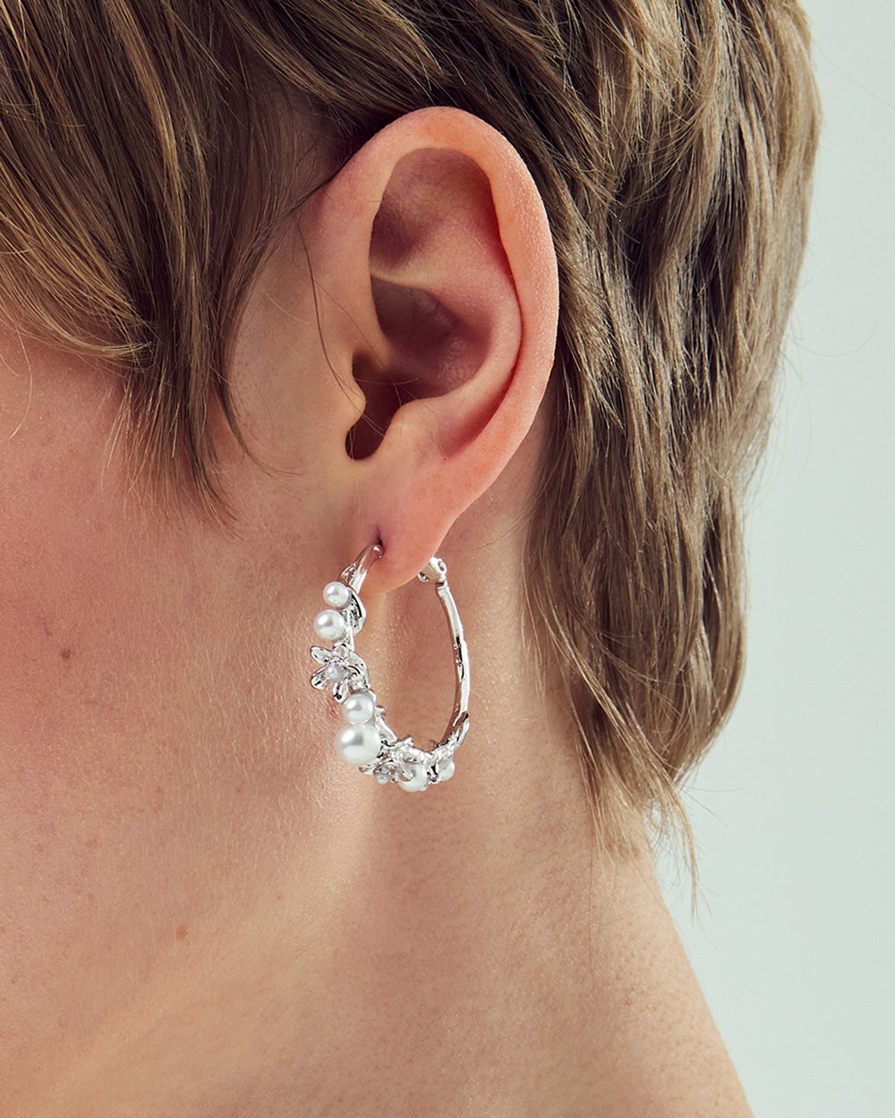 Pearlblush Hoop Silver Earrings - 2 Sizes