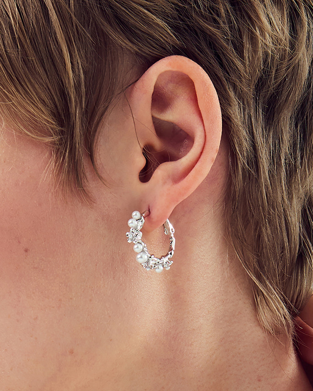 Pearlblush Hoop Silver Earrings - 2 Sizes