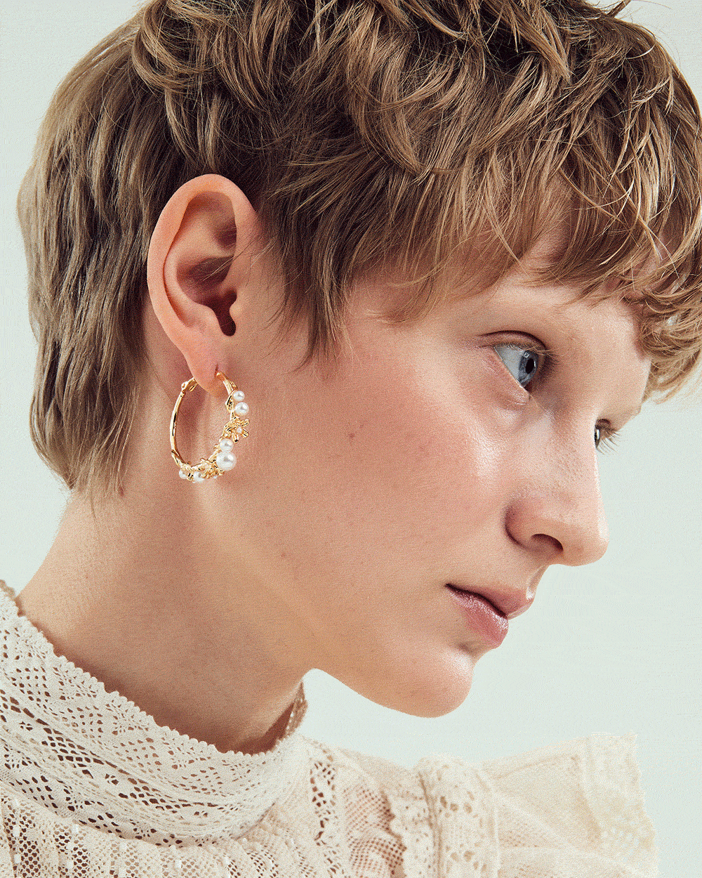 Pearlblush Hoop Gold Earrings - 2 Sizes