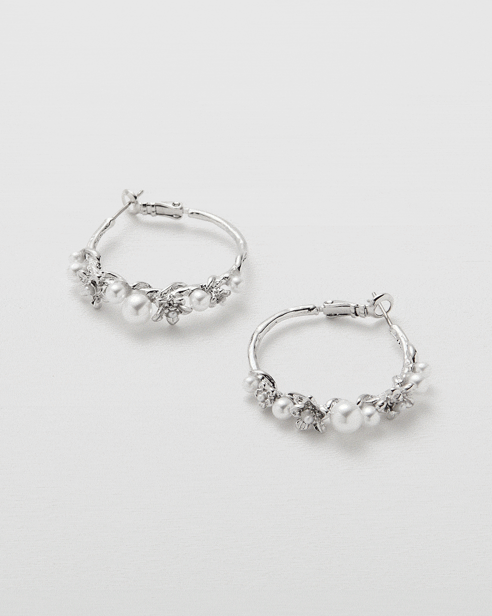 Pearlblush Hoop Silver Earrings - 2 Sizes