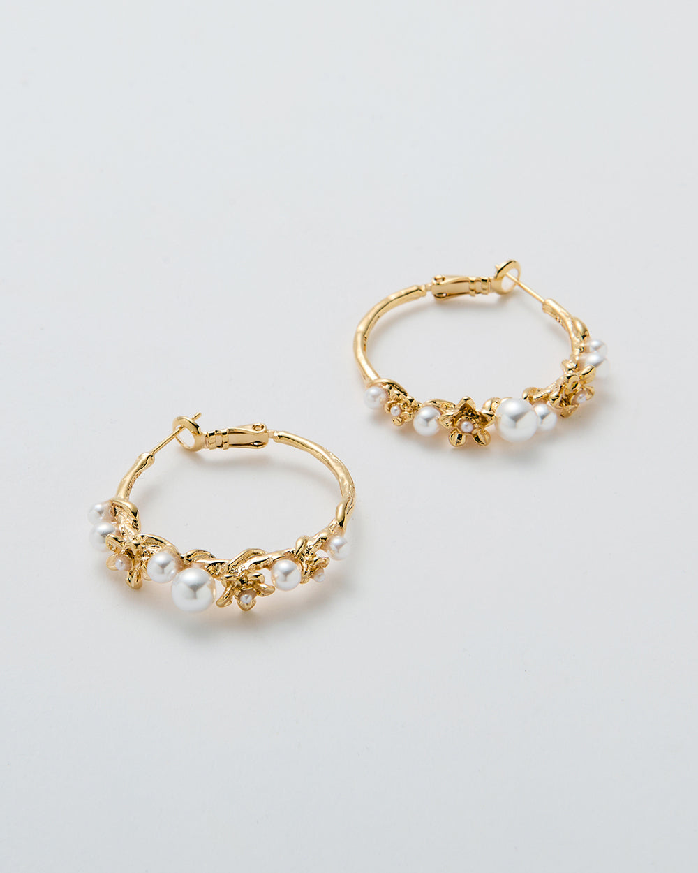 Pearlblush Hoop Gold Earrings - 2 Sizes