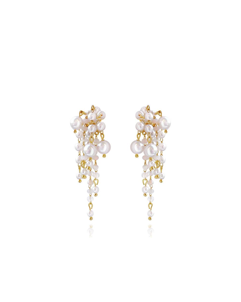 Crystal Glow Pearly Short Earrings