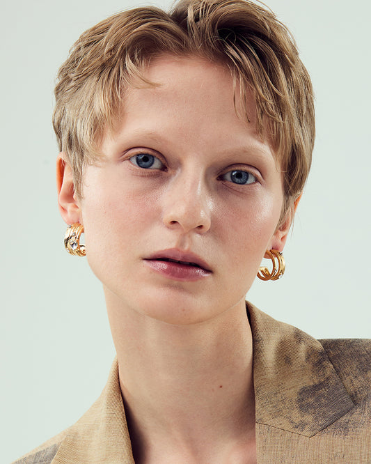 Dual Arc Gold Earrings - 2 Sizes