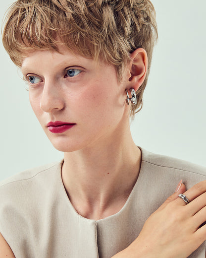 Dual Arc Silver Earrings - 2 Sizes