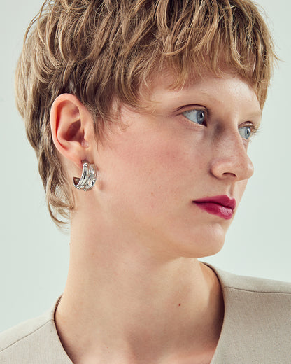 Dual Arc Silver Earrings - 2 Sizes