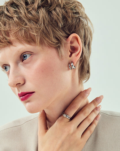 Dual Arc Silver Earrings - 2 Sizes