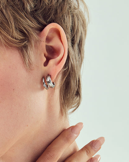 Dual Arc Silver Earrings - 2 Sizes