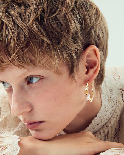 Pearlblush Hoop Gold Earrings - 2 Sizes