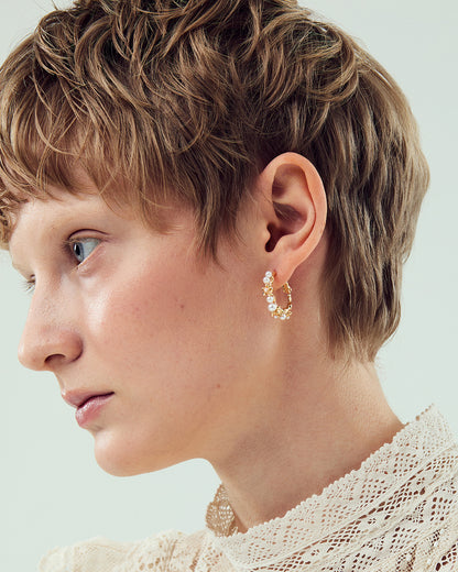 Pearlblush Hoop Gold Earrings - 2 Sizes