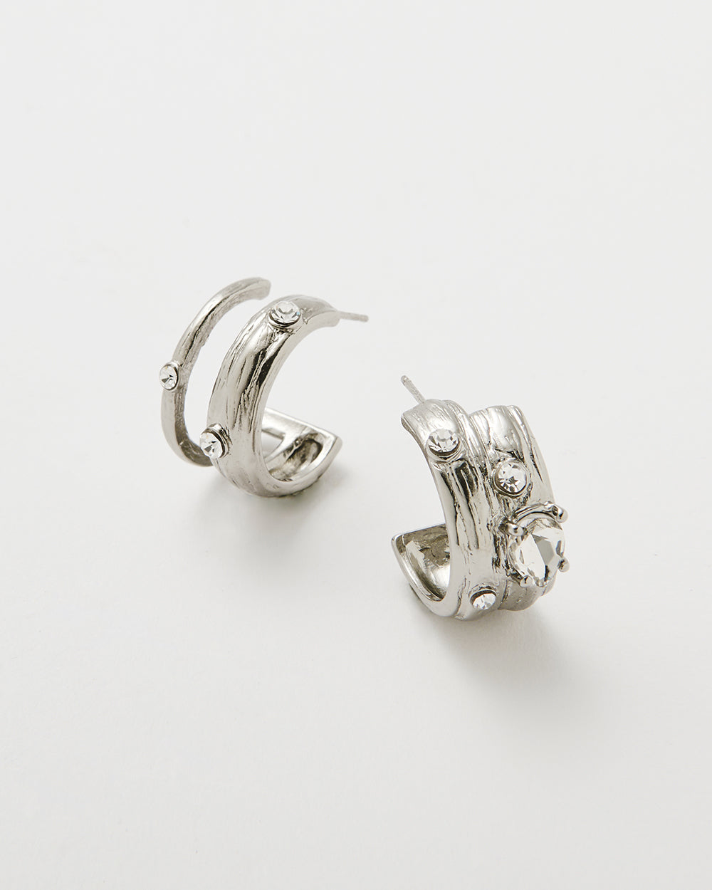 Dual Arc Silver Earrings - 2 Sizes