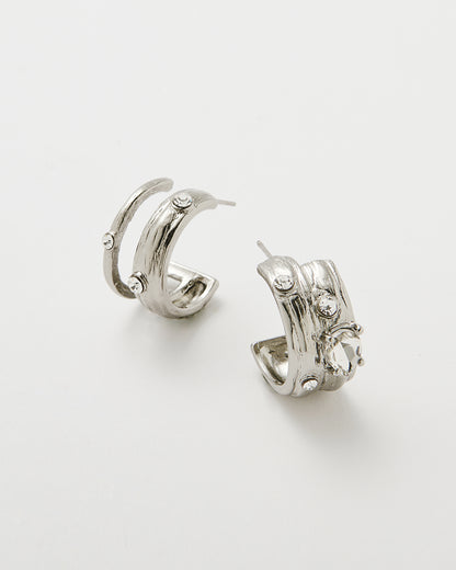 Dual Arc Silver Earrings - 2 Sizes