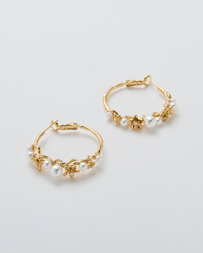Pearlblush Hoop Gold Earrings - 2 Sizes