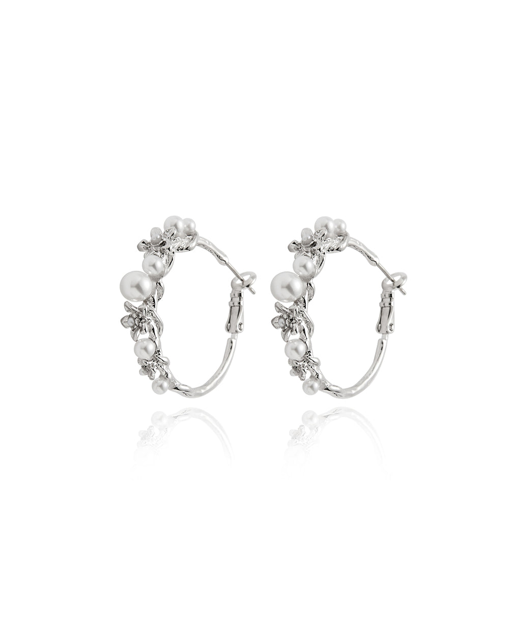 Pearlblush Hoop Silver Earrings - 2 Sizes